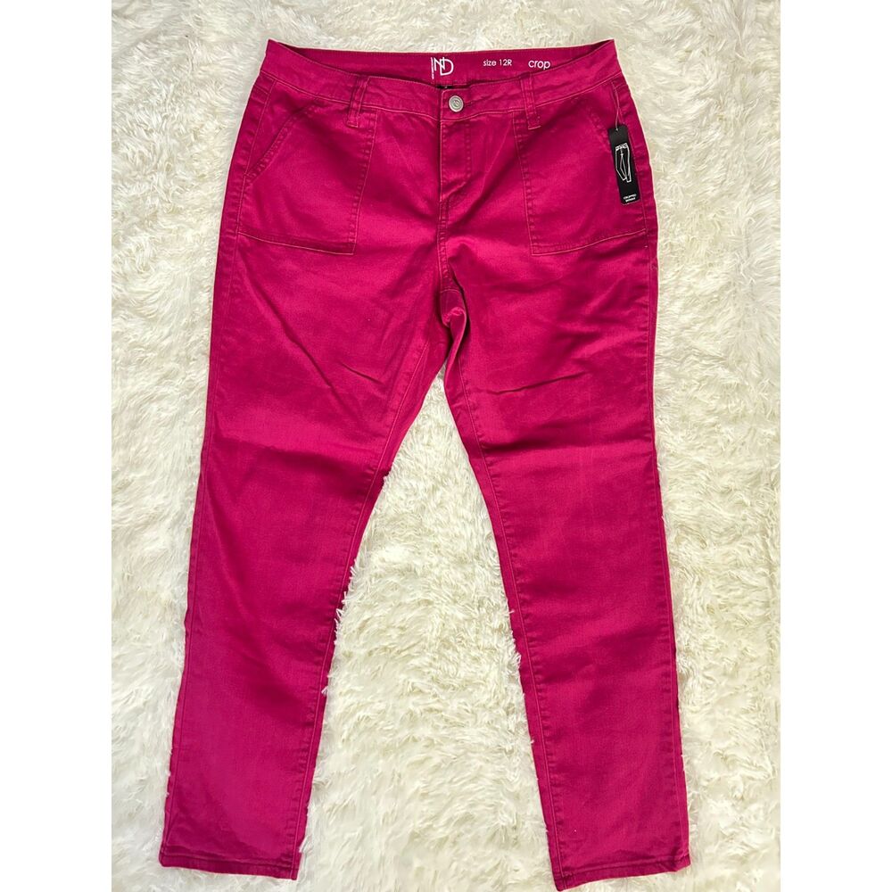 NWT New Directions Hot Pink Cropped Utility Pants Size 12R Patch Pockets